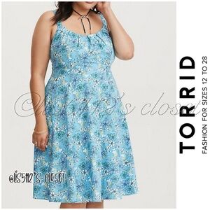 Torrid x Disney Alice in Wonderland Blue Challis Skater Dress 16 1X
